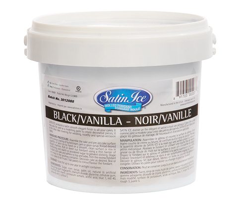 Black Vanilla Ice Rolled Fondant 2.5 Kg Satin Ice